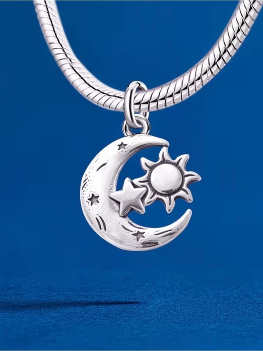 Silver Moon, Star & Sun Charm Pendant - Women Jewelry